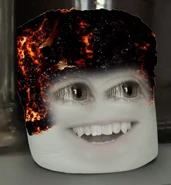 Marshmallow with a burnt head, which makes it look like a haircut.