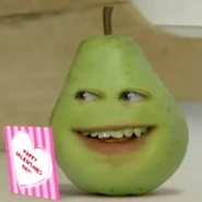 Pear reading his Valentine card