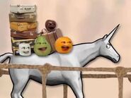 Orange, Pear, Marshmallow, and Midget Apple babbling while riding on Charlie The Unicorn.
