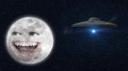 The UFO passing by The Annoying Orange moon.
