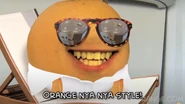 Orange as PSY wearing a White Outfit in Annoying Orange: Orange NYA NYA STYLE