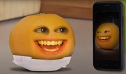 Baby Orange talking to Orange by phone.