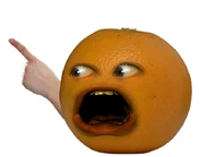 Orange with a hand.