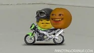 Orange and Grandpa Lemon on his motorcycle