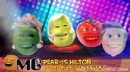 Pear-Is Hilton dancing on a stovetop with friends in Fruitywood, California.