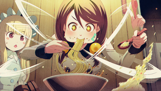 Momo surges with delight trying ramen for the first time.