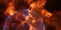 Salvare flies through debris