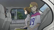 Naoya pats the seat next to him, in the hopes Izumi will sit by him. Takako seems to be busy pretending he doesn't exist.