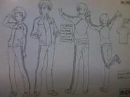 Concept art of Aya and Naoya. Note they're both wearing the same jacket, suggesting Aya is also a school athlete, or was at least intended to be at one time.