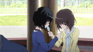 Mei and Misaki eating ice cream.