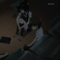 Episode 9 Body Paint Another Wiki Fandom Yukari sakuragi appears behind him with an bloodstained umbrella and her neck pierced]. episode 9 body paint another wiki