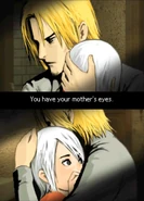 Ashley being hugged by Bill pretending to be her father