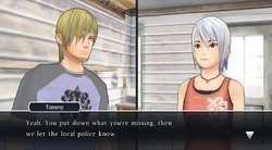 Tommy helps Ashley with her stolen bag.