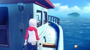 Ashley walking on the boat
