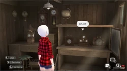 Ashley in a room with clocks