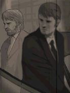 Robert Evans (left) before Brian Bradley (right) kills him