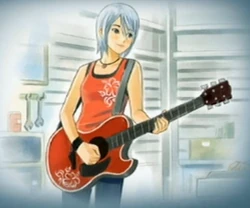 Ashley playing the guitar.