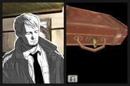 Kyle trying to open his briefcase with the key. The Right screen lacks any background, while the Left one shows Kyle being in the Lobby. Both would get changed in the final version to the interior of Room 215.