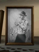 Photograph of George playing the saxophone