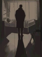 Bradley in Mila Evans' room at the Robbins Memorial Hospital