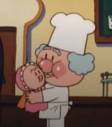 Uncle Jam holding newborn Anpanman