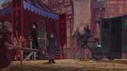 Frollo erreicht seinen Sitzplatz.