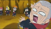 Hidan wird von Pains Shinra Tensei getroffen, weil er sich über ihn lustig gemacht hat.