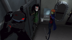 Cheshire und Manta werden von Miss Martian gestoppt