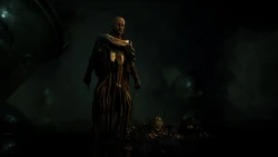 Medunamun wird von Bayek konfrontiert