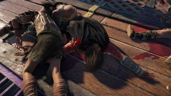 Der Hai ist im Kampf gefallen