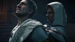 Caesar wird von Aya erdolcht