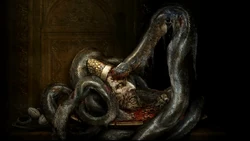 Rykard wird von der Schlange verschlungen