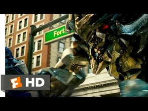Megatron facing off against Optimus in Mission City.