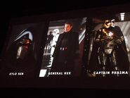 Kylo Ren's photo with General Hux and Captain Phasma's photos.