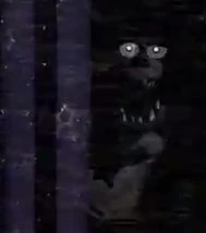 Foxy hiding behind the curtains of his cove.