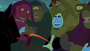 Thrax and his goons distracted when Drix bursts into the room to save Ozzy.