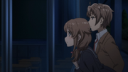 Azusagawa siblings look in a classroom