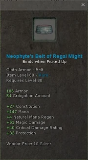 Neophytes belt of regal might