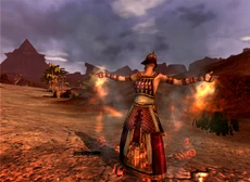 A female Herald of Xotli casting Sign of Xotli.