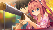 Masaya helping Asuka aim for a prize (Visual Novel: Asuka's route)
