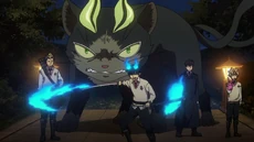 Rin y sus compañeros frente a los soldados