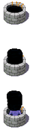 An unused sprite showing the Oni leaving the well after the second ladder has been placed, relating to the fact it tries to climb up after the party at the end of Version 1.1. This could be unused because the Oni is too small in this graphic.