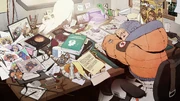 Wattson asleep at her desk.