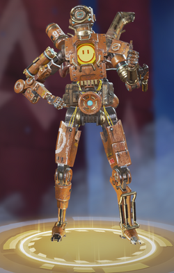 Pathfinder Apex Legends Wiki Apex legends gibraltar w/ armor, arm shield, and a rifle on the back. pathfinder apex legends wiki