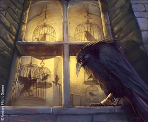 A raven in a  - by Carolina Eade; ©Fantasy Flight Games
