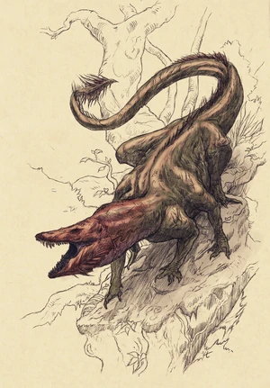 Deptiction of a basilisk - by ©Kevin Catalan