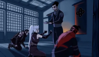 Aragami - Yamiko and her team of Orochi and Ryuta receiving a shadow dagger from Hyo