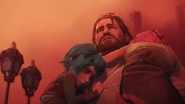 Vander holding young Vi and Powder