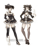 Artwork showing Renny in her early design as well as in a maid-like costume.