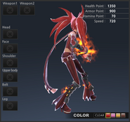 Flame Renny's premium costume from the back. (Color 1)